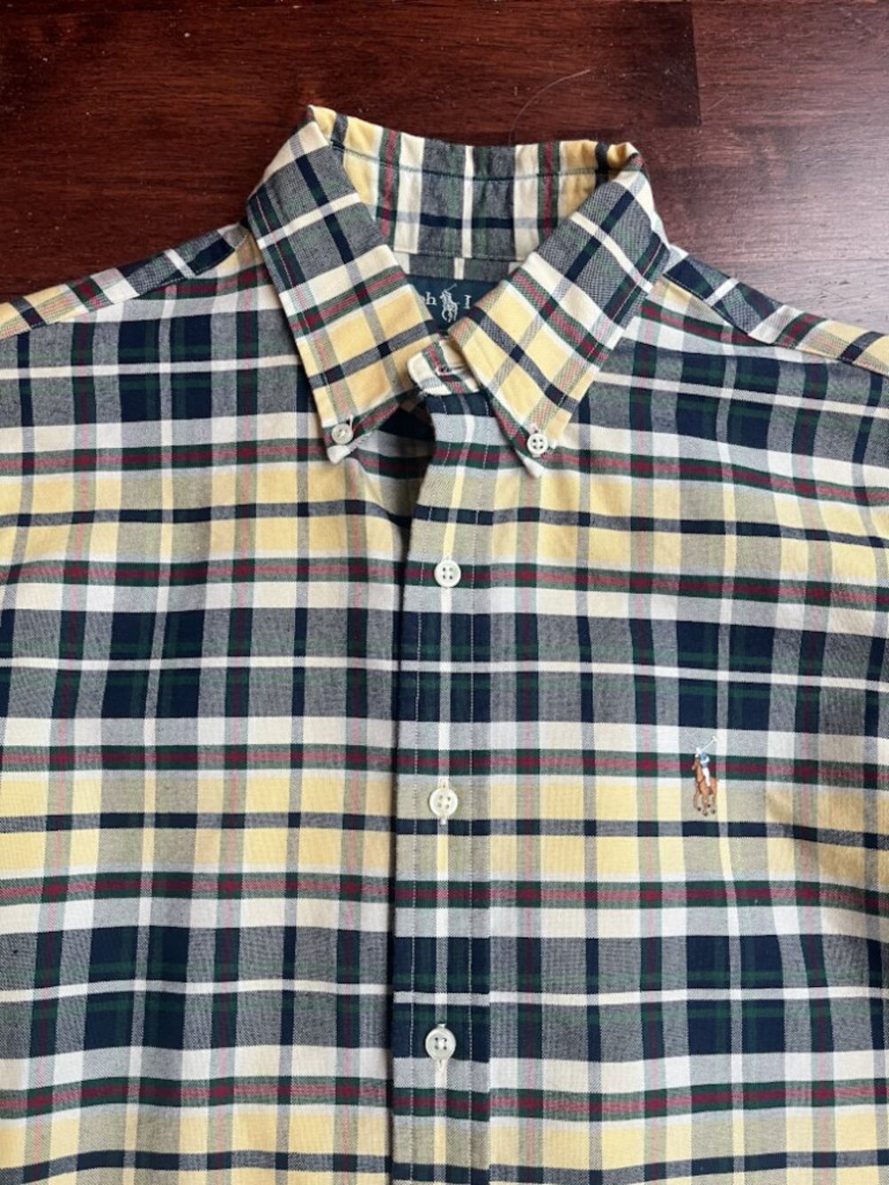 Polo Ralph Lauren Medium Oxford Button-down Shirt Yellow, Blue, White Plaid
